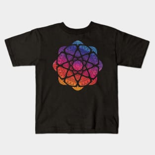 Sunset Watercolor Crystal Mandala - Silhouette Kids T-Shirt